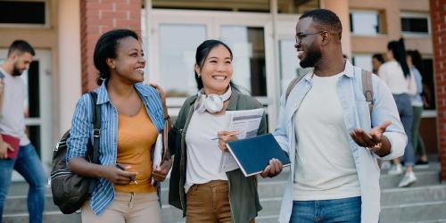 college students smiling