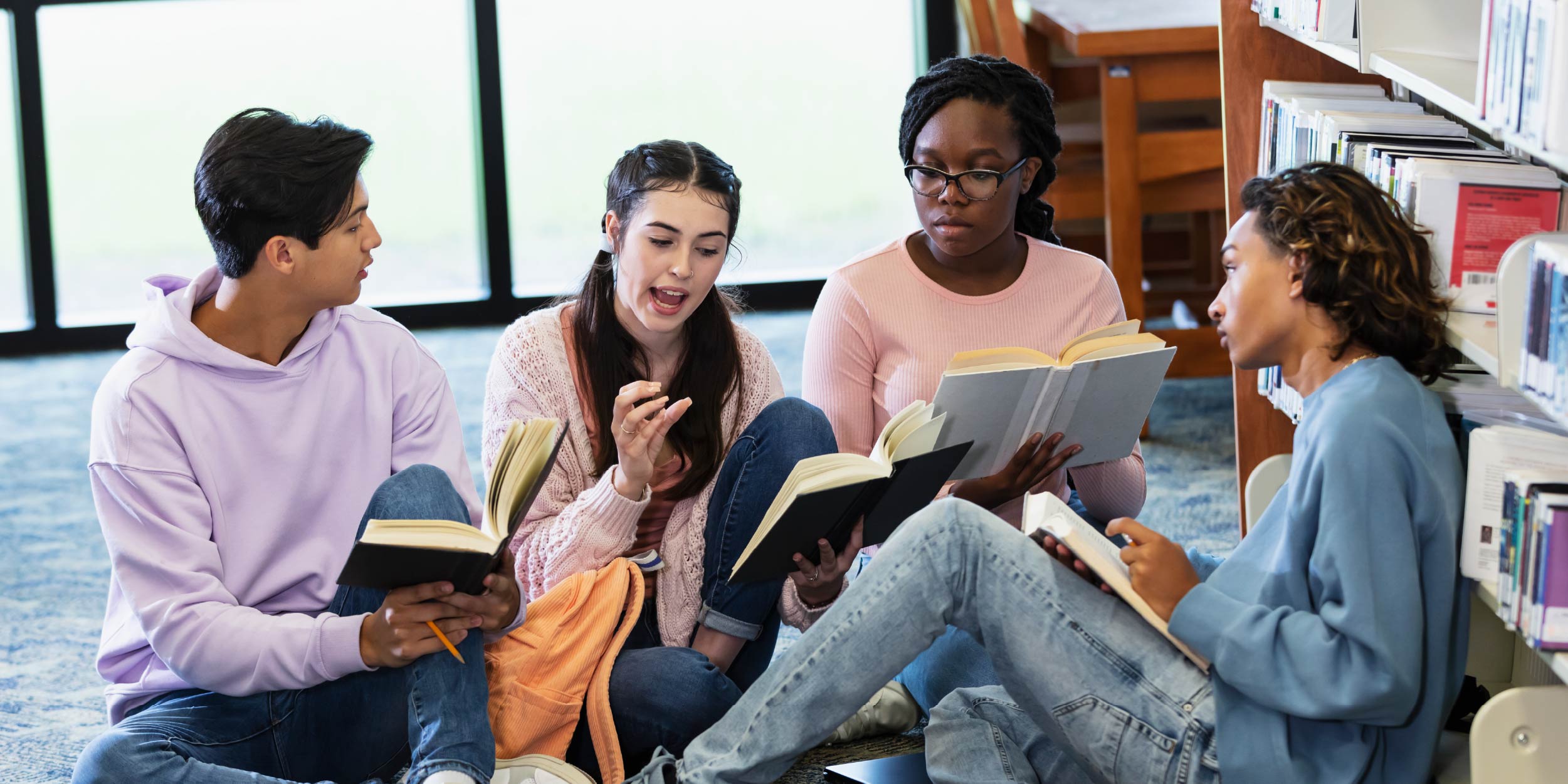 Group of students reading
