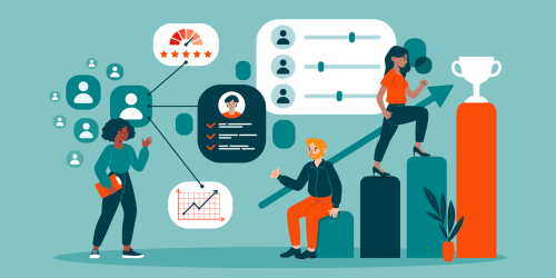 people communicating about data